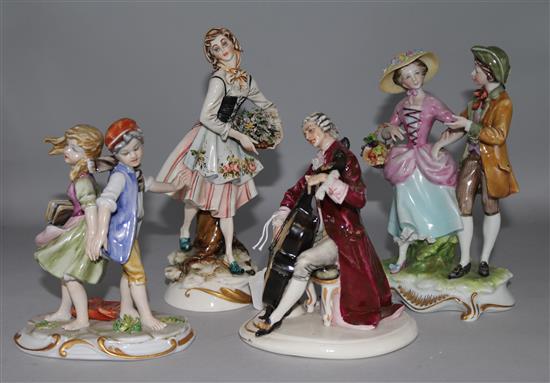 A group of four Naples porcelain figures